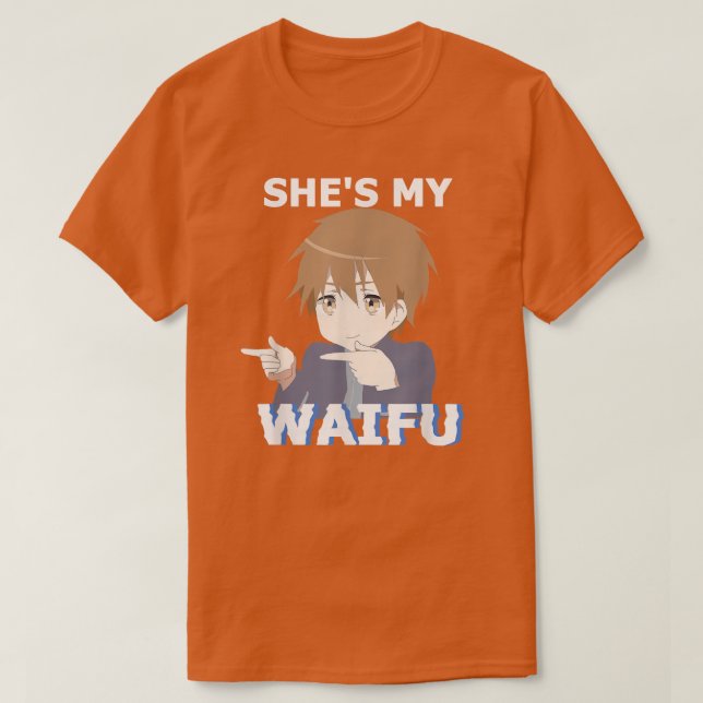 Camiseta Ela é minha Waifu. Ele é meu Casal Husbango Anime  (Frente do Design)