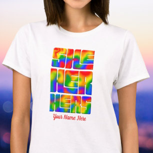 Camiseta Ela É Seu Pronounes Rainbow Tie Dye