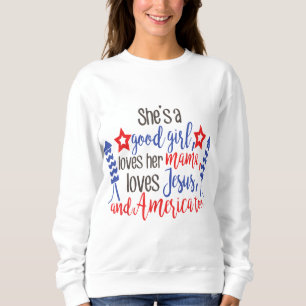 Camiseta Ela é uma boa garota, ama sua mãe, ama Jesus e A