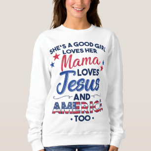 Camiseta Ela é uma boa garota ama sua mãe ama Jesus e me