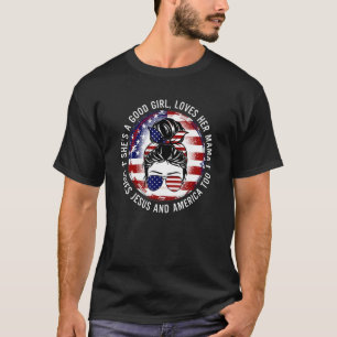Camiseta Ela é uma boa garota ama sua mãe Jesus América tam