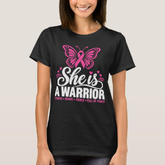 Camiseta Ela é uma guerreira corajosa forte Rosa Cancro da 