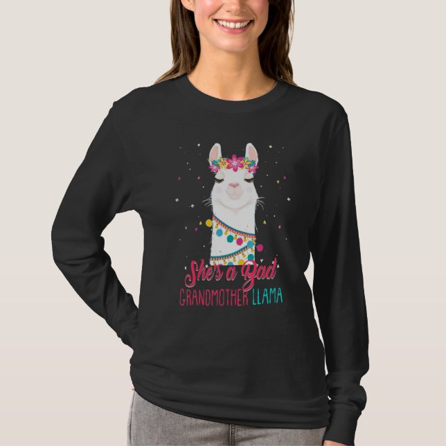 Camiseta Ela é uma Má Avó Llama Mãe (Frente)