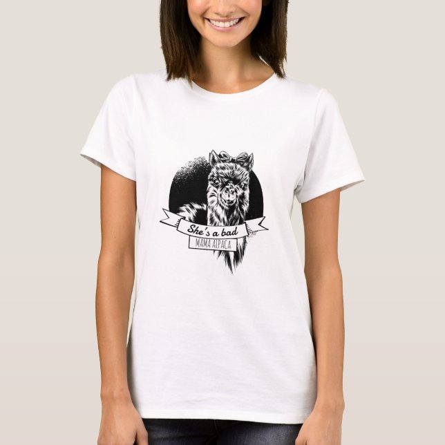 Camiseta Ela é uma má mãe alpaca (Frente)