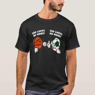 Camiseta Ela Me Ama Mais Jogador De Futebol De Basquete
