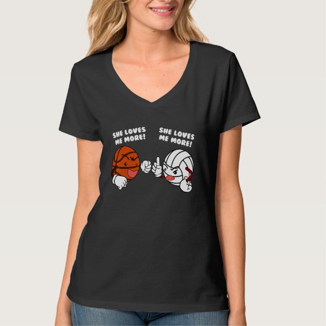 Camiseta Ela Me Ama Mais Jogador De Voleibol De Basquete (Frente)