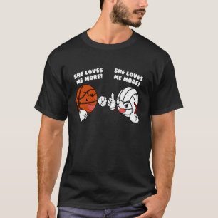 Camiseta Ela Me Ama Mais Jogador De Voleibol De Basquete