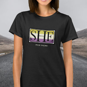 Camiseta Ela pronuncia-se traje não-binário de gênero