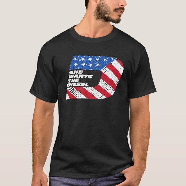 Camiseta Ela Quer A Bandeira Americana Do Tee Mecânico Dies (Frente)