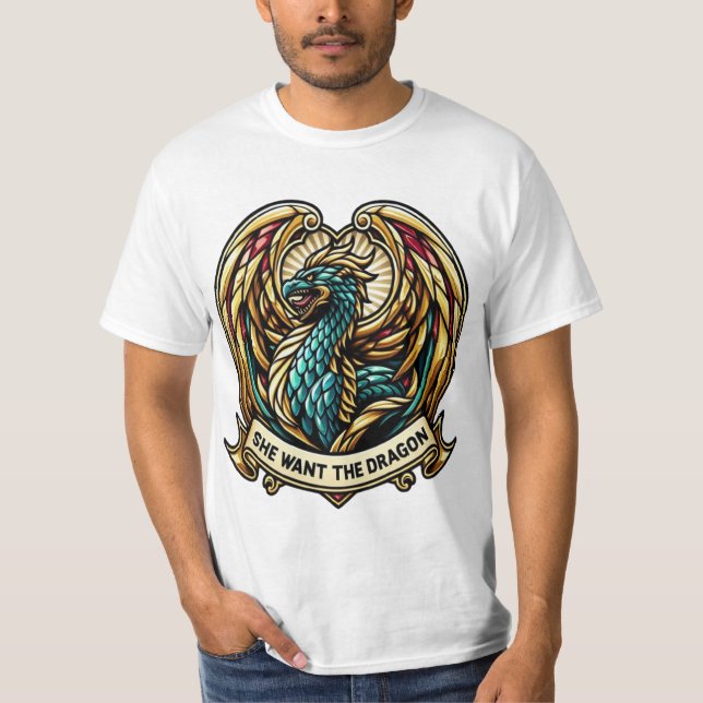 Camiseta Ela quer a Design de vidro do Dragão Stain (Frente)