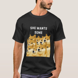 Camiseta ELA QUER ALGUM MEME DE DOGECOIN HODL À Lua