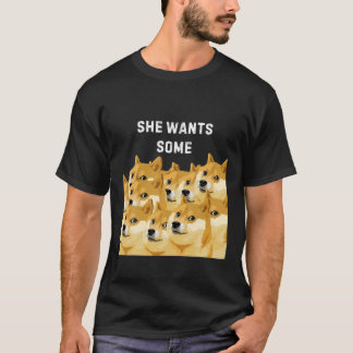 Camiseta ELA QUER ALGUM MEME DE DOGECOIN HODL À Lua