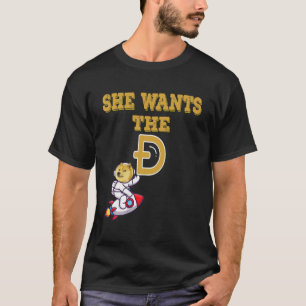 Camiseta Ela Quer O Dogecoin Engraçado Para O Meme Da Lua