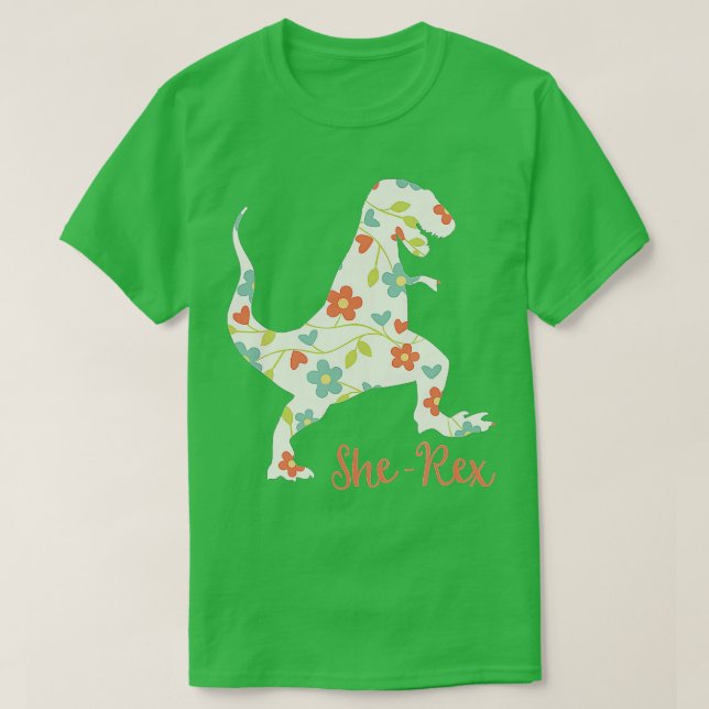 Camiseta Ela Rex Cute Engraçado Dinossauro Rex Dinossauro (Frente do Design)