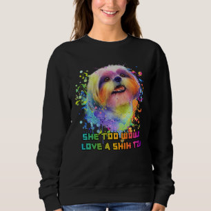 Camiseta Ela também adoraria uma mãe de cachorro Shih Tzu a
