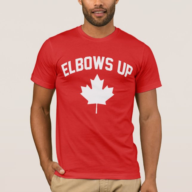 Camiseta Elbows Up Canadá - Orgulhosamente Canadense (Frente)