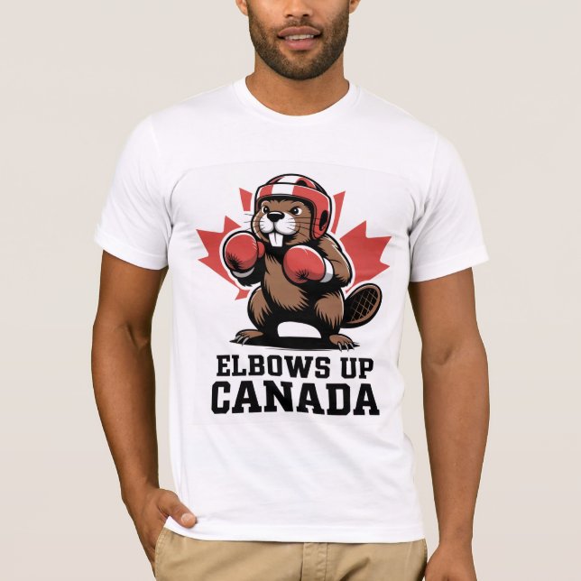 Camiseta Elbows Up Canadá | Quirky Canadian Pride Gift (Frente)