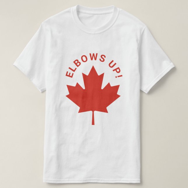 Camiseta ELBOWS UP Canadian Red Maple Leaf Canada (Frente do Design)