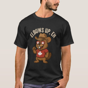 Camiseta Elbows Up Eh Beaver Chapéu de Cowboy Dive