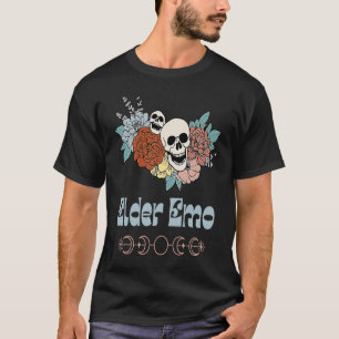 Camiseta Elder Emo Retro Groovy Skeleton Gótico e Gótico Fl