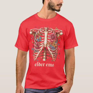 Camiseta Elder Emo Skeleton Rib Gótico Gótico Punk