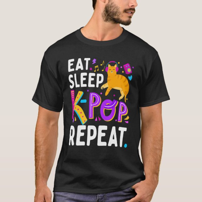 Camiseta Ele Dorme KPop Repete Gato Coreano Gato Coreano (Frente)