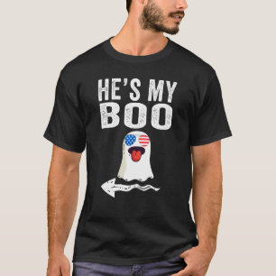 Camiseta Ele É Meu Boo Halloween Correspondendo Casais Paja