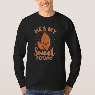 Camiseta Ele é Meu Doce Batata Eu Yam Casal de Ação de Graç