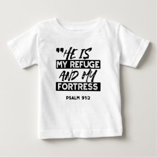 Camiseta Ele é meu refúgio e minha fortaleza - Bíblia Salm 