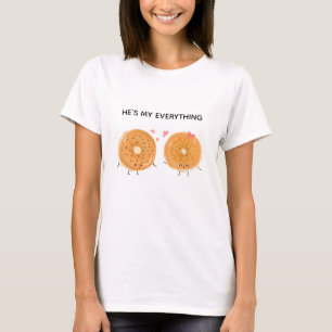Camiseta Ele é meu tudo Bagel Amor Casal Kawaii