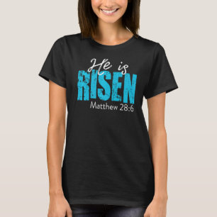 Camiseta Ele É O Felz pascoa Cristão Risen Matthew 286