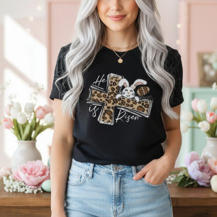 Camiseta Ele É o Leopardo Cruz Coelho Páscoa Cristã