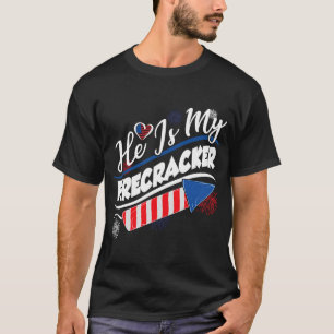 Camiseta Ele é o meu pirata 4 de julho que bate com Casais
