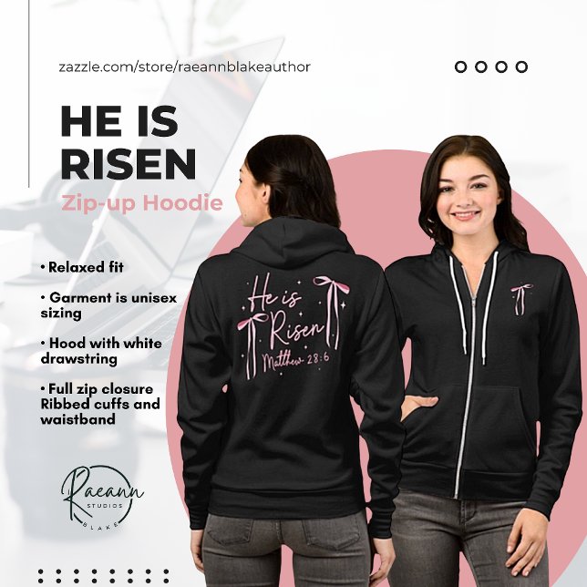Camiseta "Ele é risen" Bella+Canvas-Cheio-Zip Hoodie (Criador carregado)