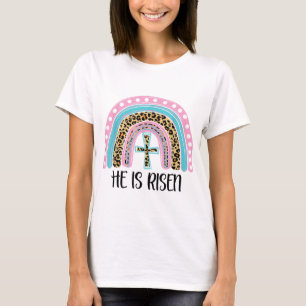 Camiseta Ele é Risen Bíblia Páscoa de ressurreição Jesus Ra