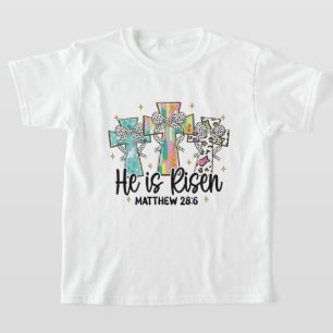 Camiseta Ele é Risen Christian Páscoa Verse