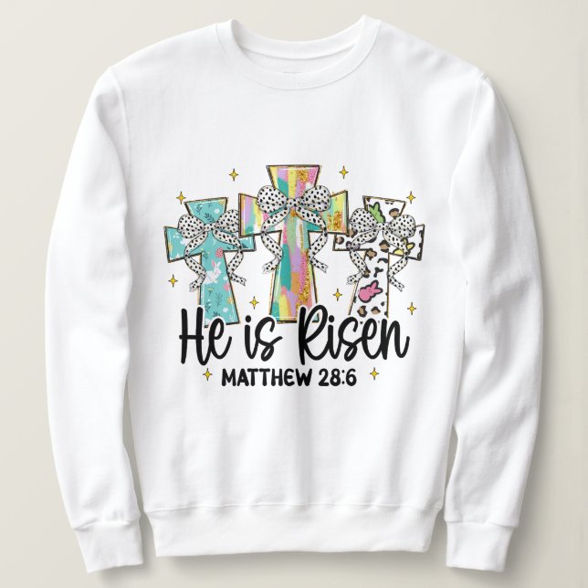 Camiseta Ele é Risen Christian Páscoa Verse (Frente do Design)