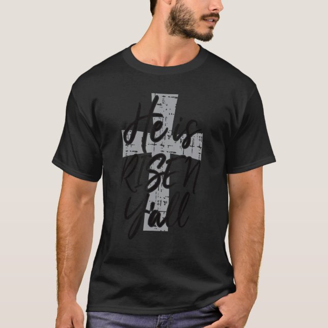 Camiseta Ele é Risen, dia da Páscoa da Cruz Cristã (Frente)