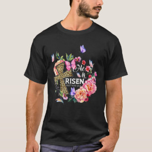 Camiseta Ele É Risen Flor Borboleta Cruzada Leopardo