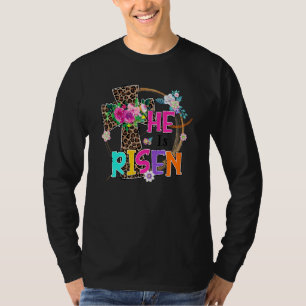 Camiseta Ele É Risen Floral Wreath Jesus Christian Happy Ea
