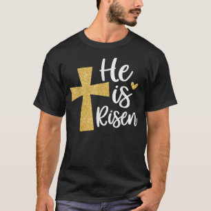 Camiseta Ele é Risen Jesus Felz pascoa Cristã Mulheres Gir