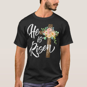 Camiseta Ele é Risen Jesus Felz pascoa Cristão Floral Wr