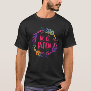 Camiseta Ele é Risen Jesus Felz pascoa Cristão Legal Flor