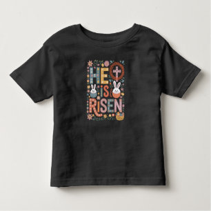 Camiseta Ele é Risen Jesus Floral Coelho da Páscoa Coelho d