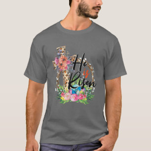 Camiseta Ele É Risen Leopard Rainbow Christian Jesus Feliz