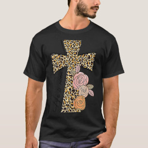Camiseta Ele É Risen Leopard Rainbow Christian Jesus Feliz
