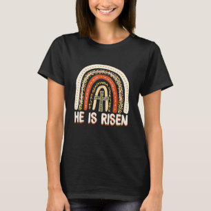 Camiseta Ele É Risen Leopard Rainbow Felz pascoa Cristão