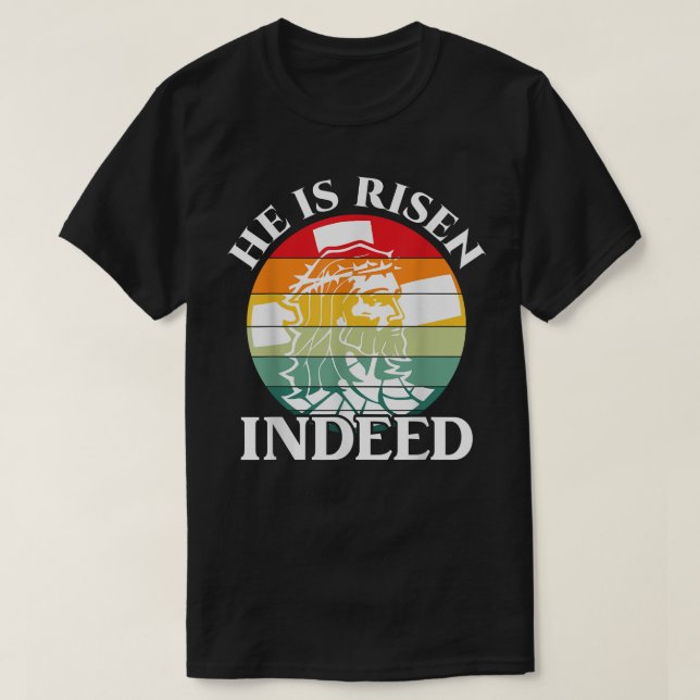 Camiseta Ele é Risen Na Verdade Presente no Dia da Páscoa R (Frente do Design)