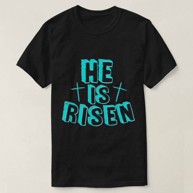 Camiseta Ele É Risen Páscoa Bonita Cruzando Jesus Está Vivo (Frente do Design)
