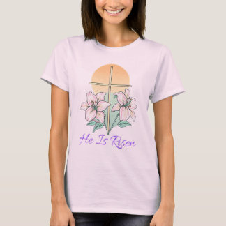 Camiseta Ele É Risen Páscoa Cristã Lily Cross